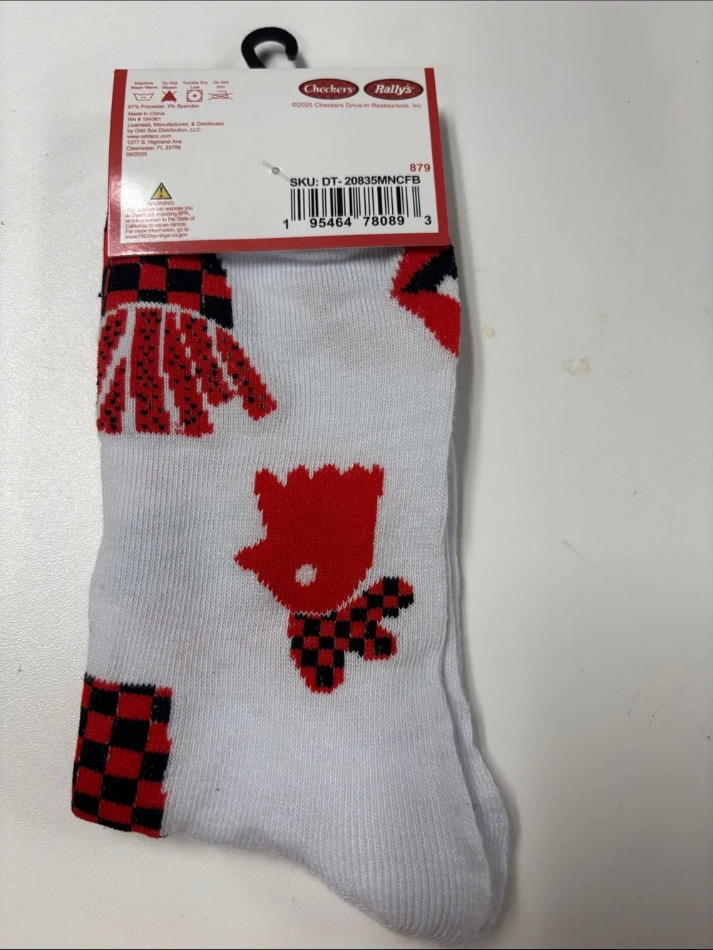 White & Red Graphic Crew Socks - Men